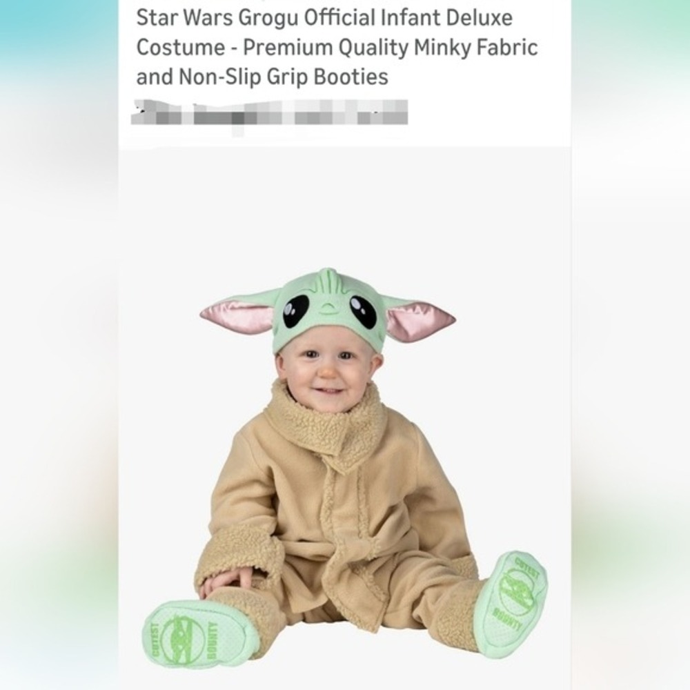 Star Wars Grogu Official Infant Deluxe Costume. Tan Green 6-12M